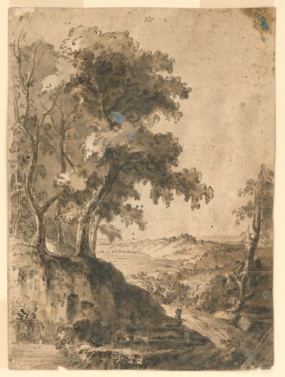 Boom in landschap door Unknown artist
