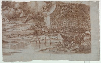 Proefdruk voor Katoenbedrukking: "Pastorale Scène met Pauwen en Pluimvee" door Unknown artist