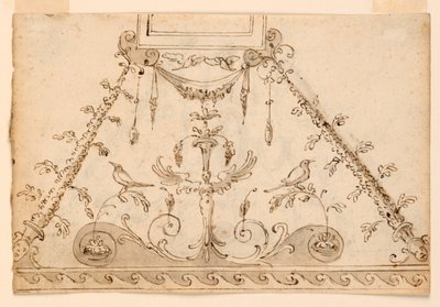 Twee projecten voor geschilderde groteske decoraties van een plafond door Unknown artist
