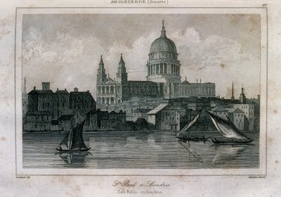 Uitzicht op de Sint-Pauluskathedraal in Londen nabij de Theems door Unknown artist