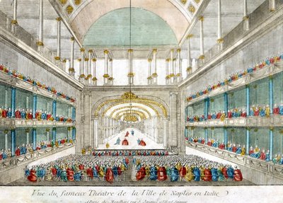 Uitzicht op het beroemde theater van de stad Napels in Italië door Unknown artist