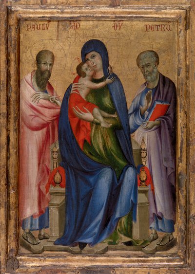 Maagd en kind met heiligen Petrus en Paulus door Unknown artist