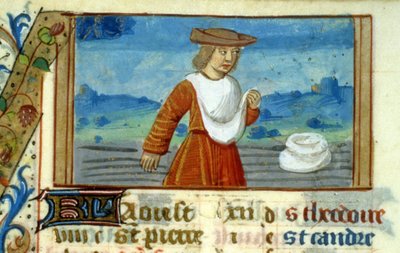 Maagd Zaaier en Zodiak - Miniatuur uit de Middeleeuwen (ref. 137, 049v) - Verzoek om toestemming van de Gemeentelijke Bibliotheek van Toulouse (tel: 05 62 27 66 66) door Unknown artist