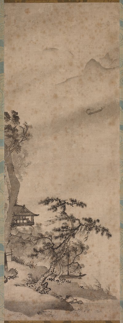 Winderig Landschap met Zeilboot door Unknown artist