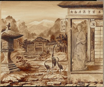 [Vrouw in een Japanse omgeving] door Unknown artist