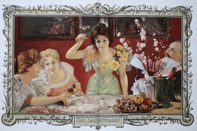 Vrouwen drinken samen cocktails op een feestje door Unknown artist