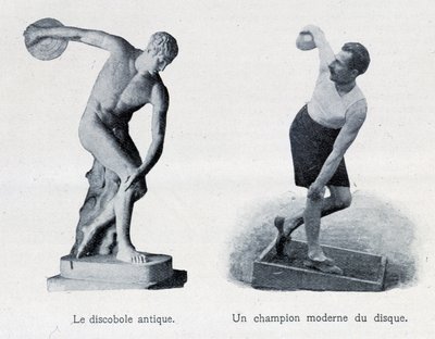 de oude discuswerper en een moderne kampioen van het record. door Unknown artist