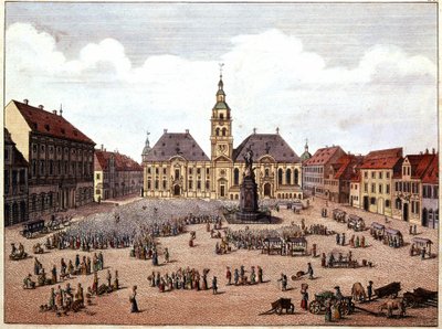 Het openbare plein van de stad Mannheim (Duitsland) door Unknown artist