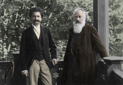 Johannes Brahms (1833-1897) met Johann Strauss (1825 -1899) door Unknown photographer