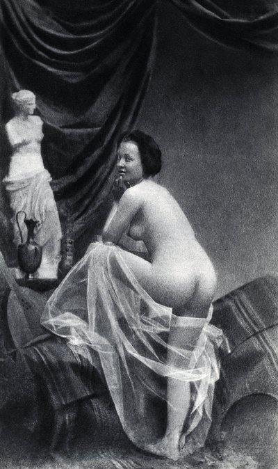 Naakte vrouw poseren rug ongeveer 1855 Anonieme fotografie door Unknown photographer