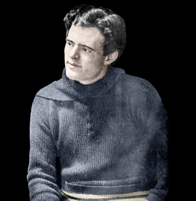 Portret van Jack London (1876-1916), Amerikaanse romanschrijver. door Unknown photographer