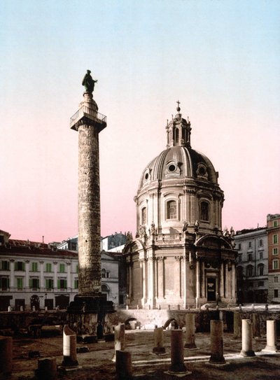 Rome. Uitzicht op Foro Trajano met kolom door Unknown photographer