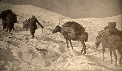 De Franse en Italiaanse posities hebben meer dan 2 meter sneeuw boven zeeniveau. door Unknown photographer