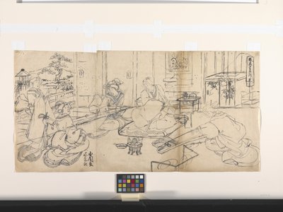 De vier prestaties (Muziek, Go, Kalligrafie, Schilderen): Muziek (Koto) door Utagawa (1786 1865) Kunisada