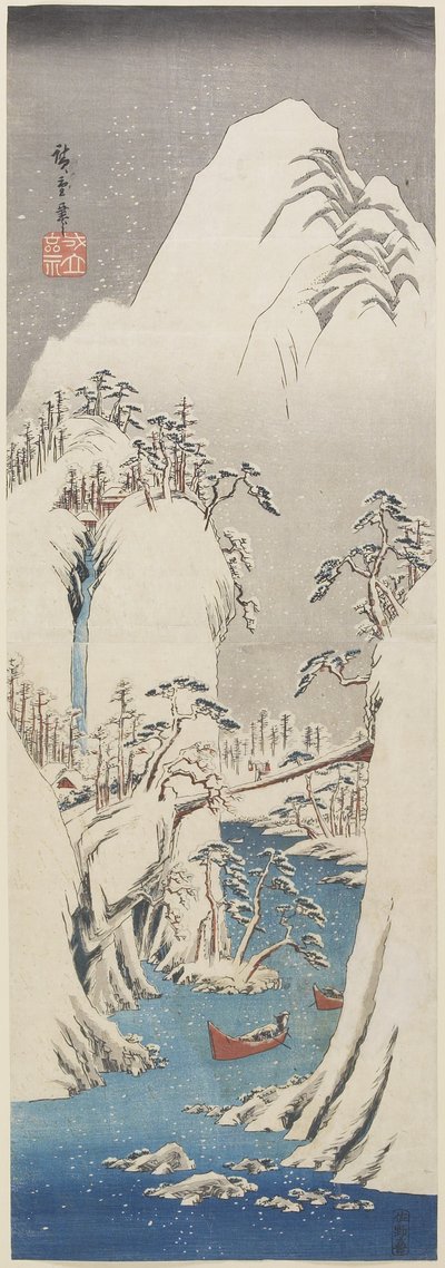 (Kiso Kloof in de Sneeuw), ca. 1840-1842 door Utagawa Hiroshige