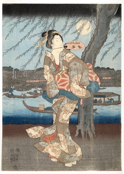 Een koele zomeravond in Ryogoku, 1848-51 door Utagawa Hiroshige
