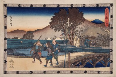 Akte VI: Jagers keren terug nadat zij het lichaam van de vermoorde Yoichibei naar zijn huisje hebben gebracht door Utagawa Hiroshige
