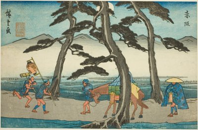 Akasaka, uit de serie "Drieënvijftig stations van de Tokaido" door Utagawa Hiroshige