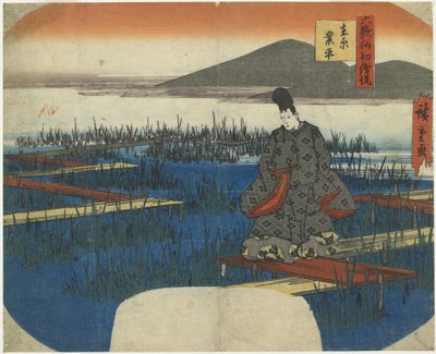 Ariwara no Narihira, begin 19e eeuw door Utagawa Hiroshige
