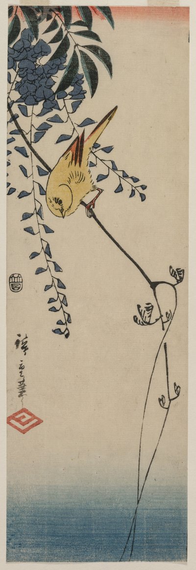 Kanarie en Wisteria door Utagawa Hiroshige