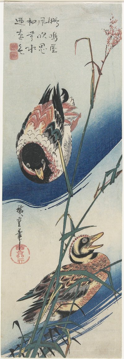 Eenden en Riet, 1834-1839 door Utagawa Hiroshige