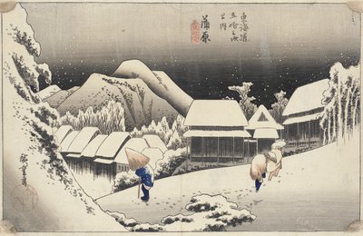 Avondsneeuw bij Kanbara uit de serie 53 Stations van de Tokaido, c.1833-4 door Utagawa Hiroshige
