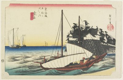 Veerpoort van Shichiri, Kuwana, c. 1833 door Utagawa Hiroshige