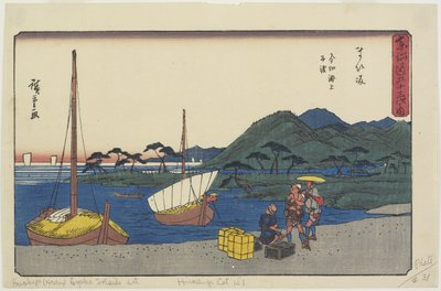 Veerhaven bij Imagiri Strand, Maisaka, 1841-1842 door Utagawa Hiroshige