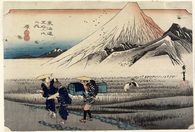 Fuji in de ochtend, Hara, c. 1833 door Utagawa Hiroshige