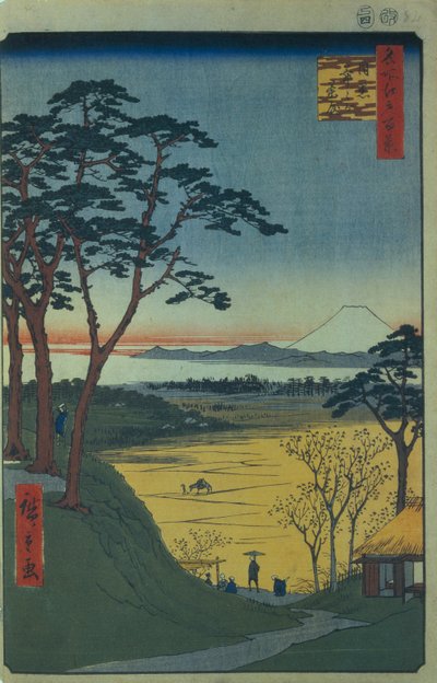 Theehuis van opa in Meguro, Honderd beroemde uitzichten van Edo, 1856-1858 door Utagawa Hiroshige