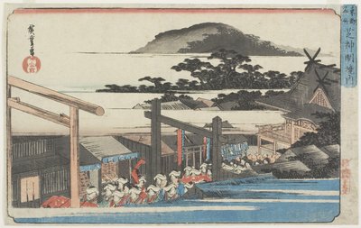 Grond van het Shinmei-heiligdom van Shiba door Utagawa Hiroshige