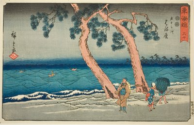 Hamamatsu—No. 30, uit de serie "Drieënvijftig stations van de Tokaido (Tokaido gojusan tsugi)," ook bekend als de Reisho Tokaido door Utagawa Hiroshige