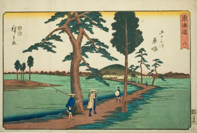 Hiratsuka—Nr. 8, uit de serie "Drieënvijftig stations van de Tokaido" door Utagawa Hiroshige