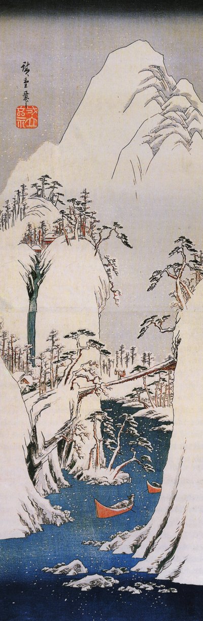 Hiroshige, Een besneeuwde kloof door Utagawa Hiroshige