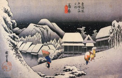 Hiroshige, Een dorp in de sneeuw door Utagawa Hiroshige