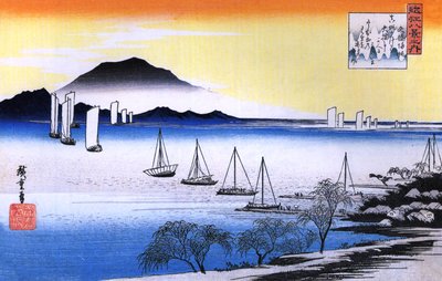 Hiroshige Boten op een meer door Utagawa Hiroshige