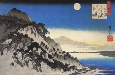 Hiroshige Volle maan boven een berglandschap door Utagawa Hiroshige