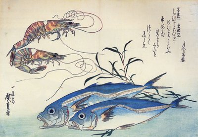 Hiroshige Horsmakreel en garnalen door Utagawa Hiroshige
