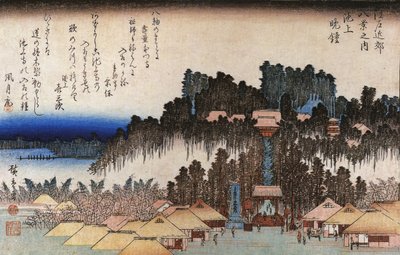 Hiroshige tempel op een heuvel door Utagawa Hiroshige