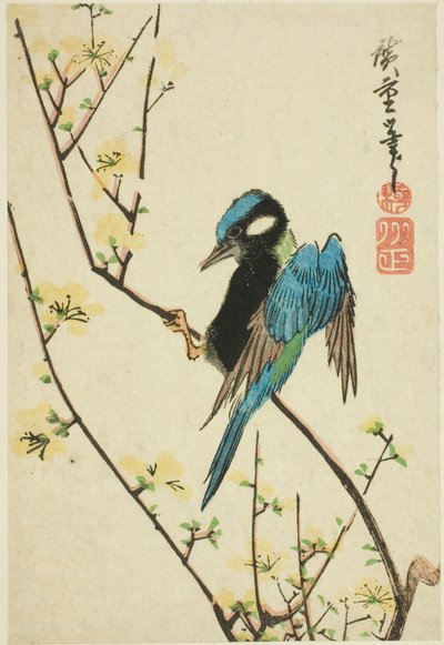 Java mus op kersen tak door Utagawa Hiroshige