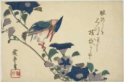 IJsvogel en Klokbloemen door Utagawa Hiroshige