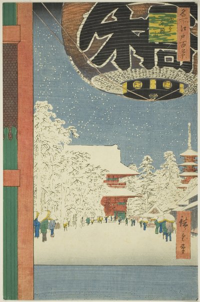 Kinryuzan Tempel in Asakusa (Asakusa Kinryuzan), uit de serie "Honderd Beroemde Uitzichten van Edo (Meisho Edo hyakkei)" door Utagawa Hiroshige