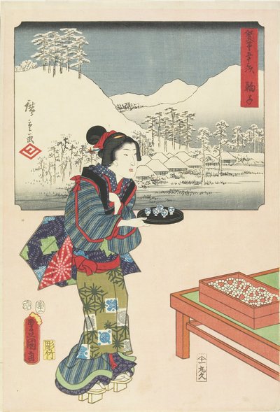 Mariko, december 1854 door Utagawa Hiroshige