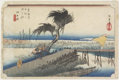 Mie-rivier, Yokkaichi, ca. 1833 door Utagawa Hiroshige