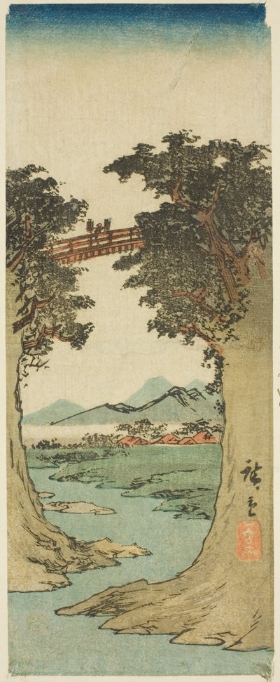 Apenbrug door Utagawa Hiroshige