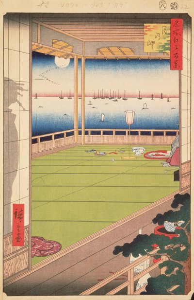 Maan-kijkpunt, plaat 82 uit de serie Honderd beroemde uitzichten van Edo, Edo Periode, Ansei Era, 1857 door Utagawa Hiroshige