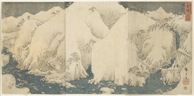 Berg en rivier bij Kiso Pass, augustus 1857 door Utagawa Hiroshige