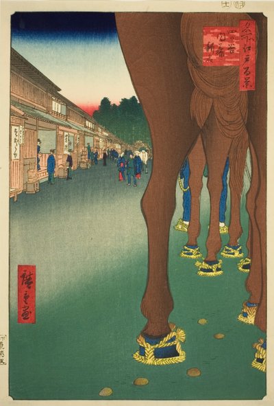 Naito Shinjuku bij Yotsuya (Yotsuya Naito Shinjuku), uit de serie "Honderd Beroemde Zichten van Edo (Meisho Edo hyakkei)" door Utagawa Hiroshige
