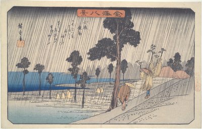 Nachtregen in Koizumi: De acht uitzichten van Kanazawa door Utagawa Hiroshige