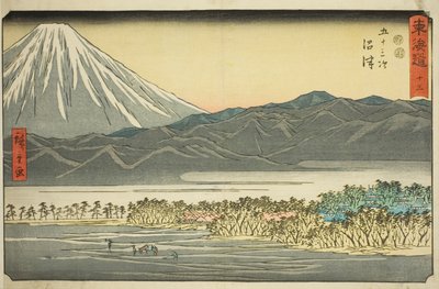 Numazu—Nr. 13, uit de serie "Drieënvijftig stations van de Tokaido (Tokaido gojusan tsugi)," ook bekend als de Reisho Tokaido door Utagawa Hiroshige